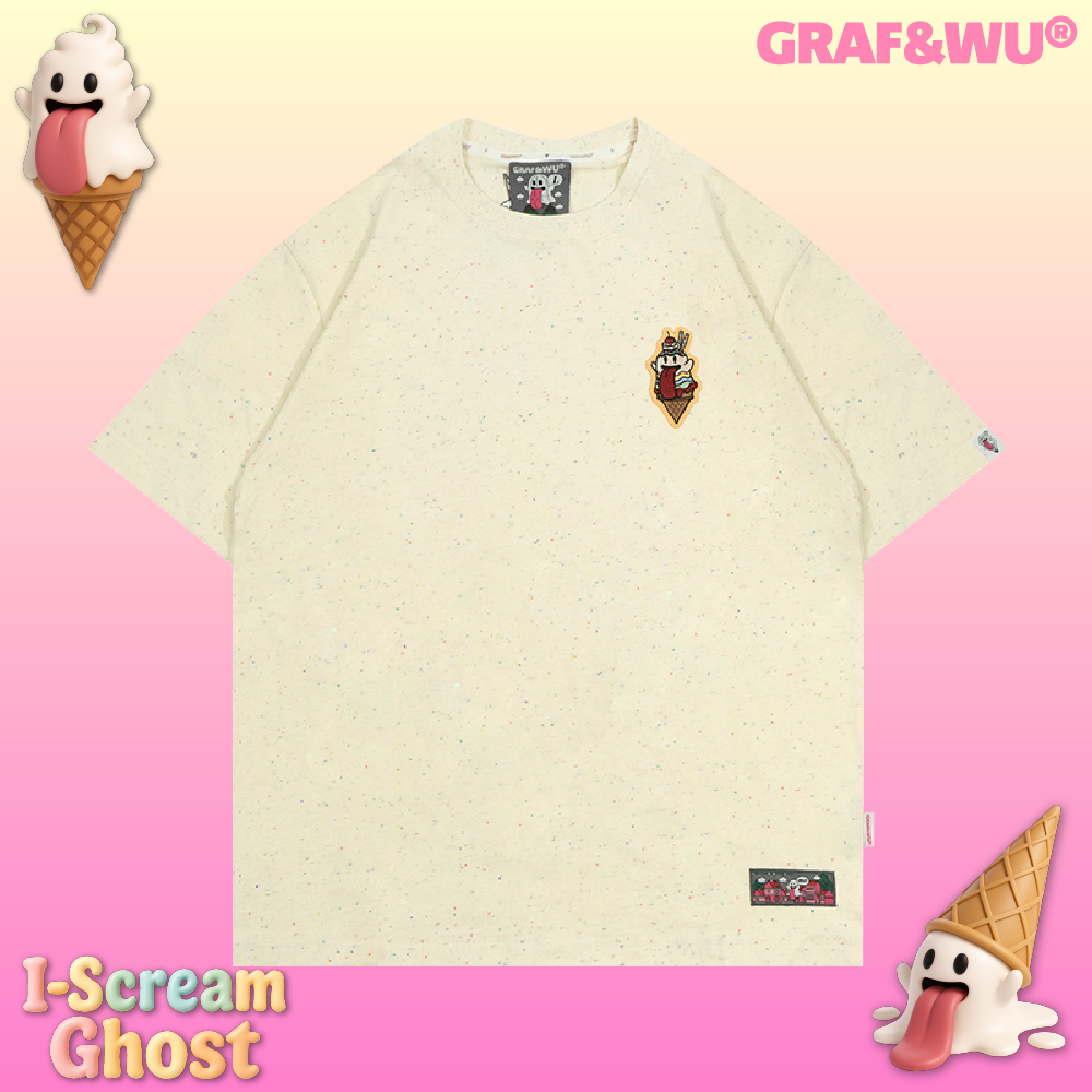 GRAF&WU T-Shirts Ice Cream Cute Ghost T-Shirt Fashion Cotton Short-Sleeved Men Women Casual Short Sleeve Summer T-Shirts For Ice Cream Lovers