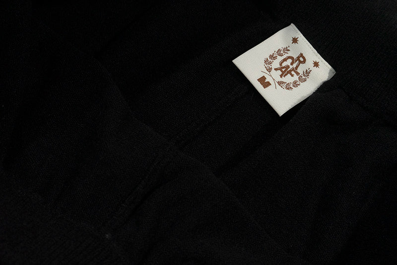 GRAF&WU Leather Dragon Label Chenille Knit Solid Sports Shorts
