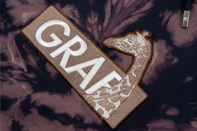 GRAF&WU Original Giraffe Swirl Tie-Dye Design Oversize Pullover Hoodie