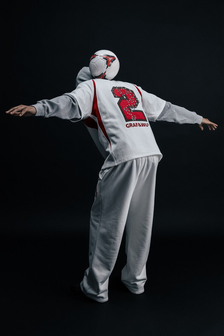 GRAF&WU Blokecore Floral Embroidery Thin Layered Look Jersey Hoodie