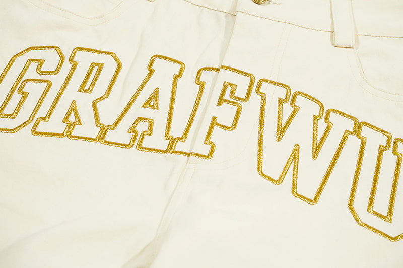 GRAF&WU Brand Letter Logo Embroidered Casual Pants