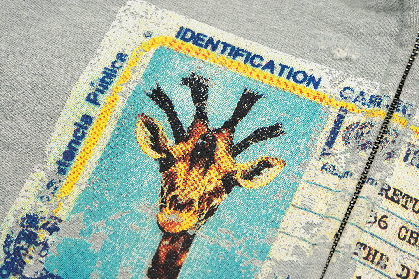 GRAF&WU Tribute Old Dreads ID Giraffe Themed Frayed Vintage Hoodie