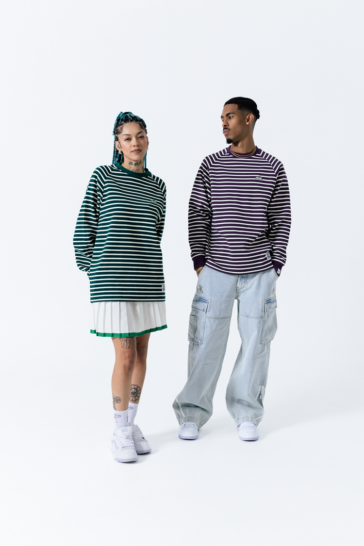 GRAF& WU Metal Giraffe Logo Streetwear Striped Long-Sleeve Shirt