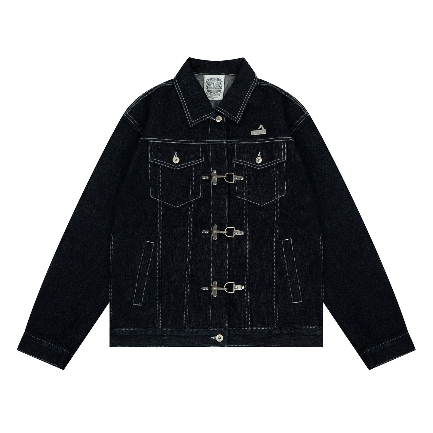 GRAF&WU Letter Embroidery Fashion Lobster Button Design Casual Jacket