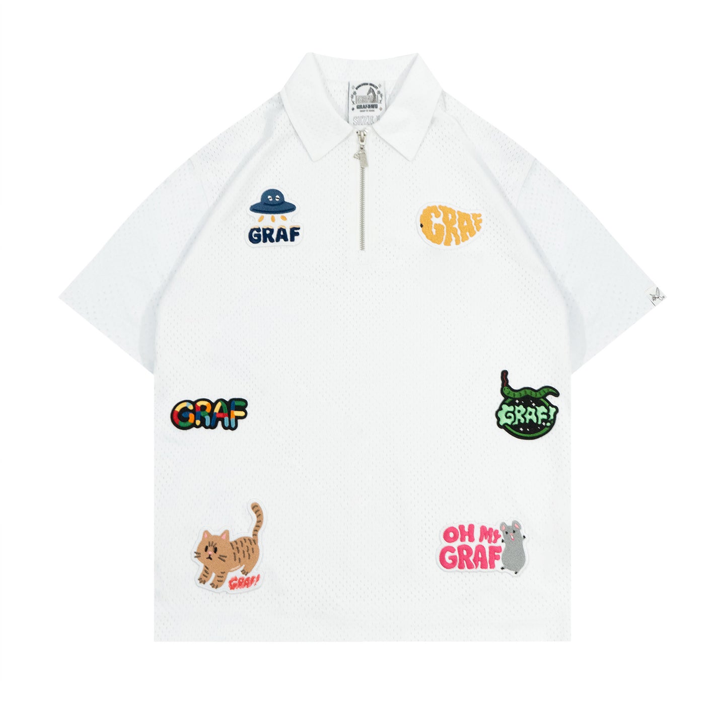 GRAF&WU Cute embroidery badge design double-layer mesh breathable T-shirts