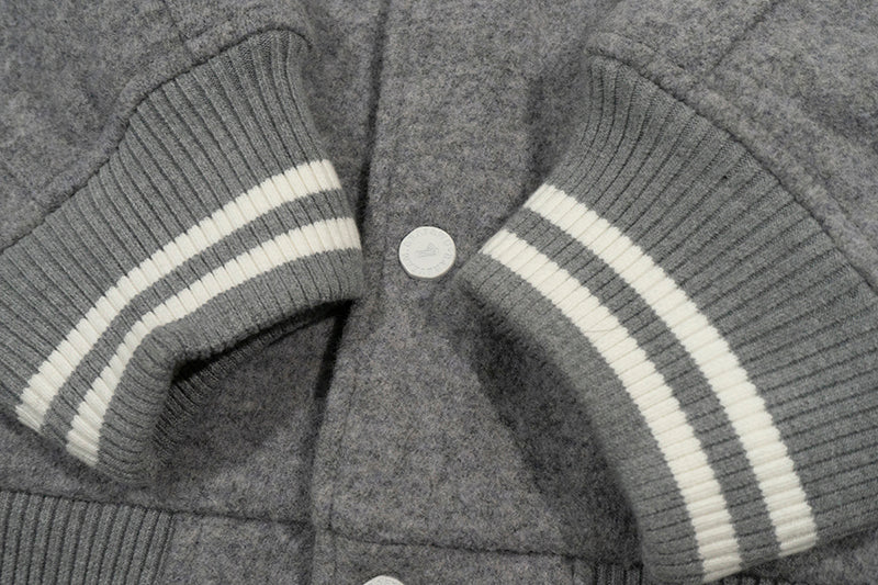 GRAF&WU Embroidered Wool Blend Thick Coat Baseball Jacket