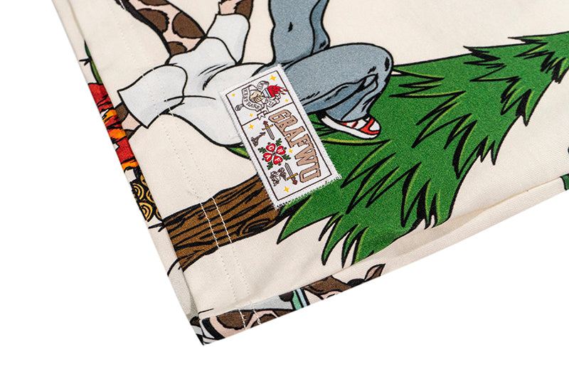 GRAF&WU T-Shirts Street Activity Giraffe Pattern Design Short Sleeve Street Hip-Hop Fashion Short Sleeves Men Cotton Summer T-Shirt Casual Tees