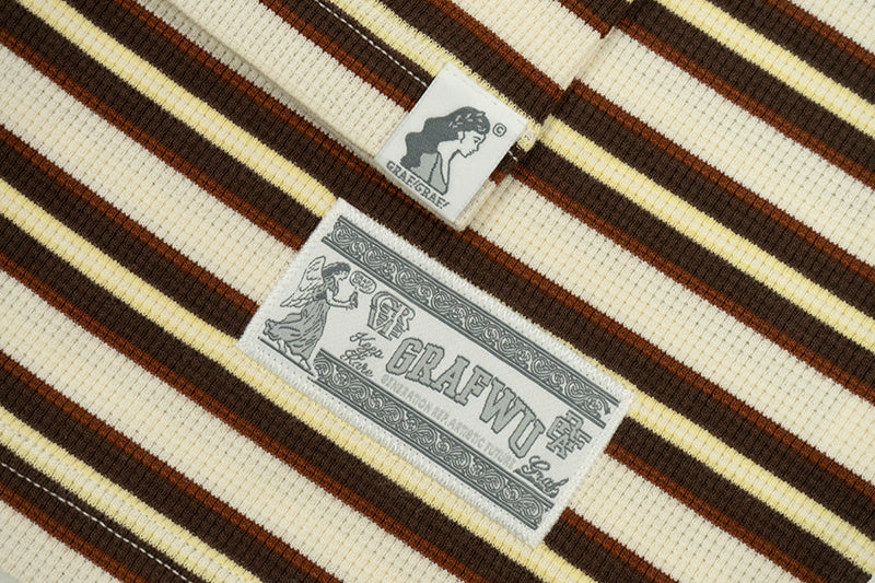 GRAFWU Simple Letter Embroidery Stripes T-Shirts
