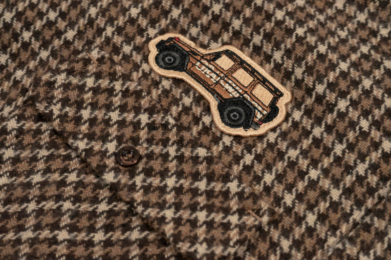 GRAF&WU Embroidered Off-road Vehicle Houndstooth Wool Shirt Coat