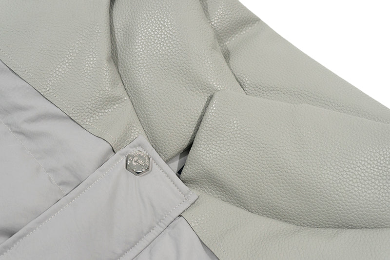 GRAF&WU Metal AK47 Angel Deer Logo PU Leather Collar Down Jacket