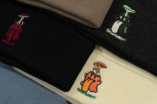 GRAF&WU Embroidery Mushroom BooGhost Beanies