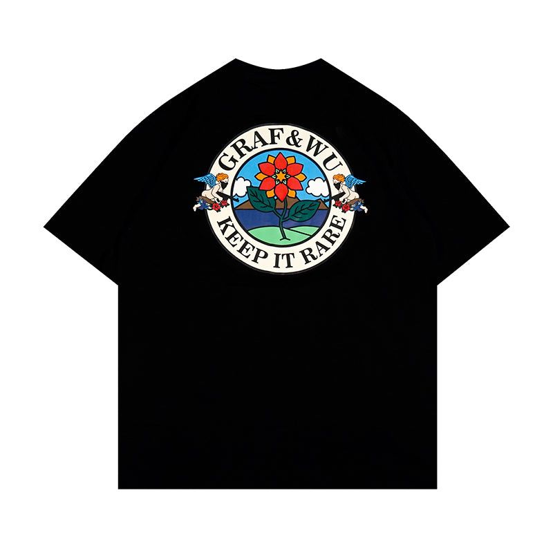 GRAFWU Keep It Rare Flower Angel Badge T-Shirts