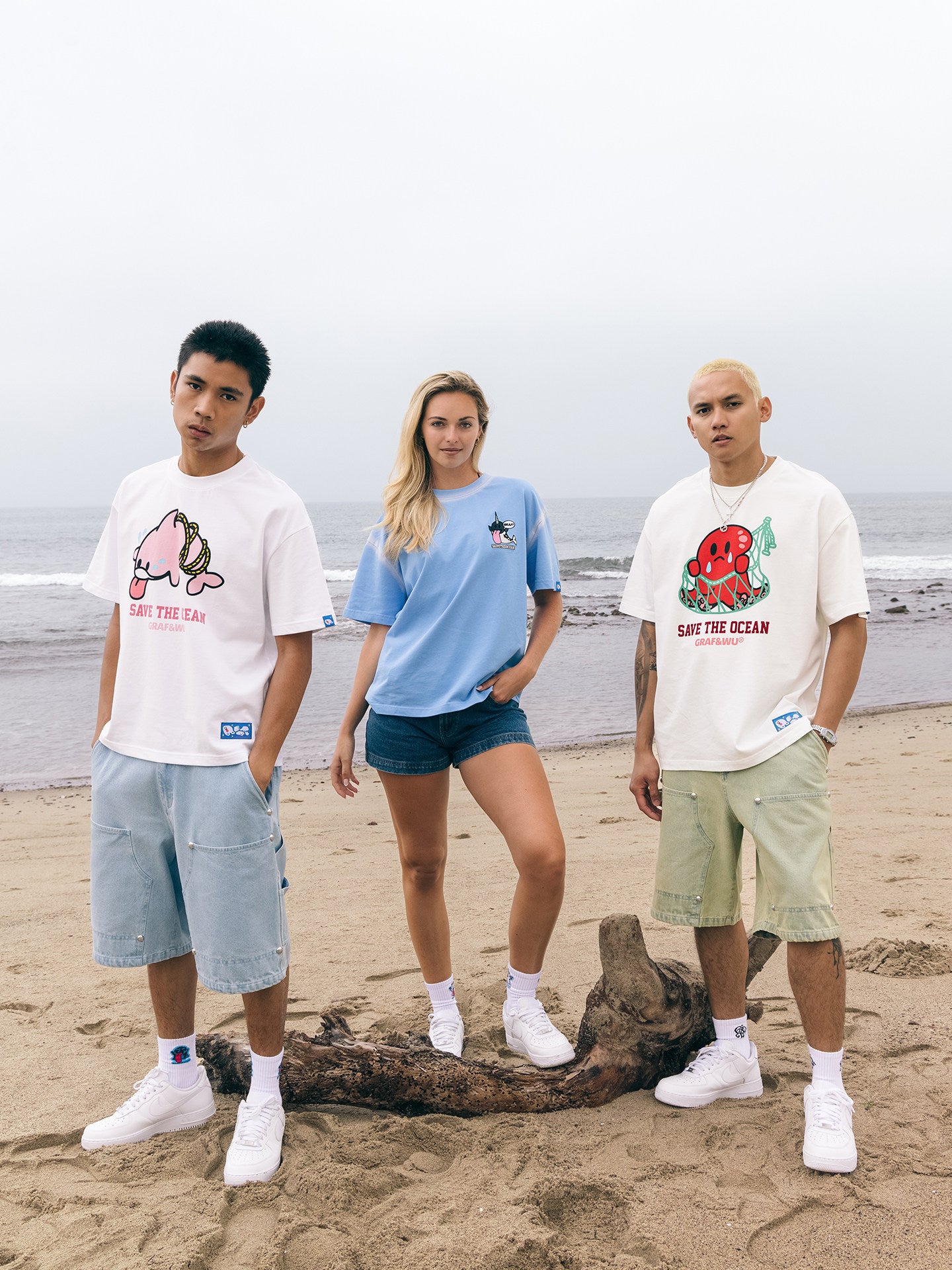 GRAF&WU Protect Ocean Nature Themed Cute Ghost T-shirt