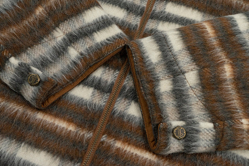 GRAF&WU Leather Collar Luxury Wool Retro Plaid Detroit Jacket