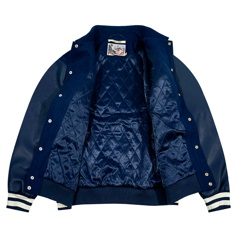 GRAF&WU Giraffe Embroidery Leather Sleeve Thick Jacket