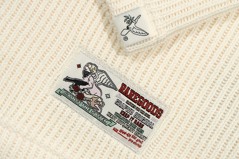 GRAF&WU Brand Embroidered Logo Knitted Long-sleeved Shirt