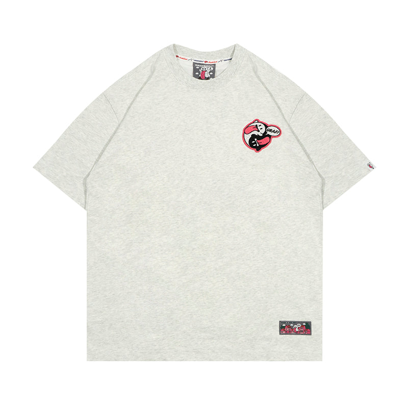 GRAF&WU T-Shirts 12 Natural Elements Cute Ghost Design T-Shirts Tai Chi Pattern Summer T-Shirt Embroidered Cotton Short Sleeve