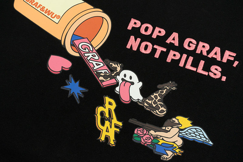 GRAFWU Less Medicine Healthy Embroidery T-Shirts