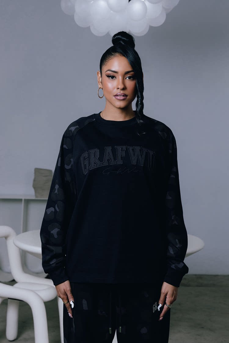 GRAF&WU Hidden Attack Camouflage Loose Raglan Long-Sleeve T-Shirt