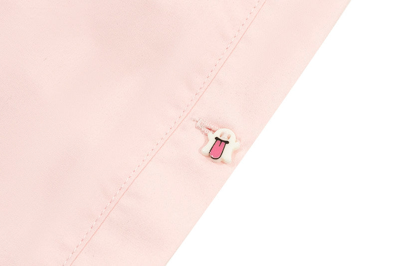 GRAF&WU Cute Button Embroidered Patch Vacation Lightweight Shorts