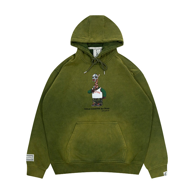 GRAF&WU Fashion Distressed Washed Fade Hoodie