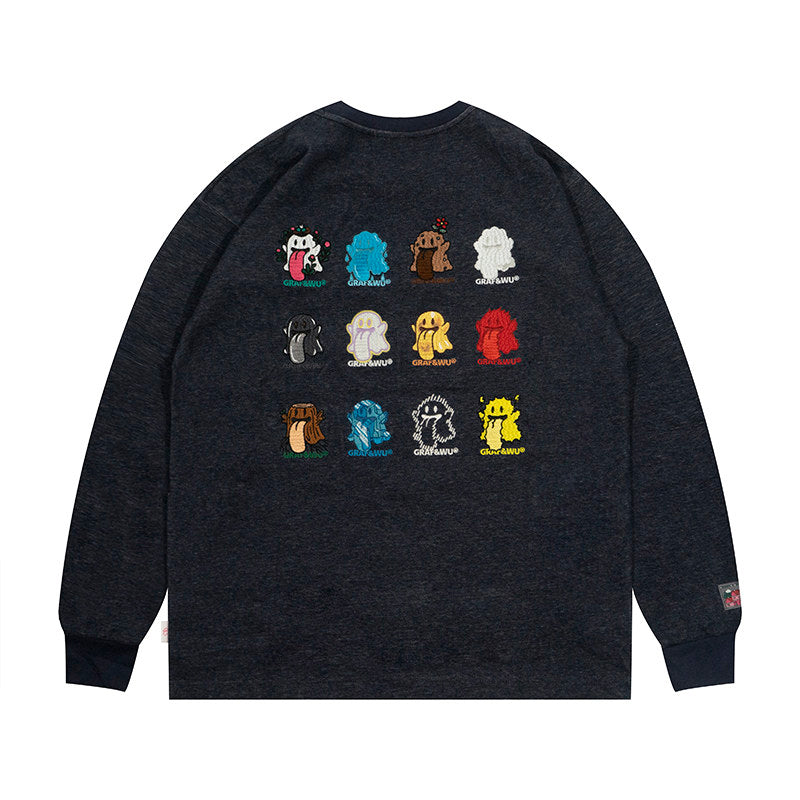 GRAF&WU 12 Five Elements Cute Ghost Character Long Sleeve Shirt