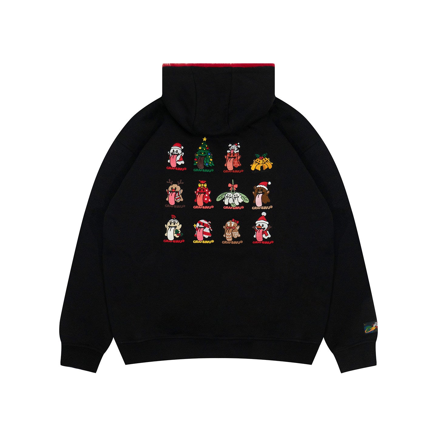 GRAF&WU 12 Christmas Cute Ghost Retro Loose Fleece Hoodies Fur Hat