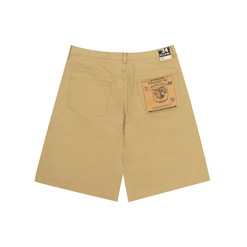 GRAFWU Y2K Sticker Pattern Brand Logo Shorts