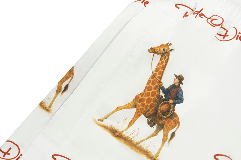 GRAF&WU Western Cowboy Giraffe Print Comfortable Shorts