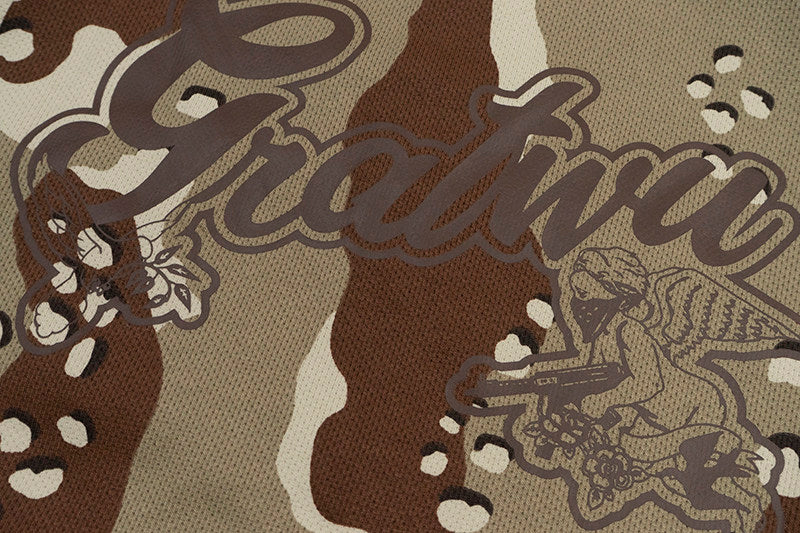 GRAF&WU AK47 Angel Desert Camouflage Streetwear Short Zip-up Hoodie