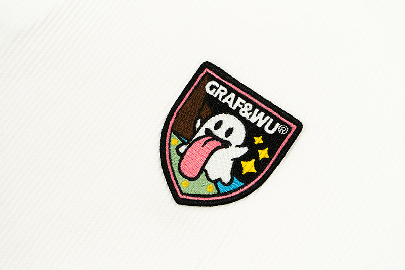 GRAFWU Cute Ghost Buttons and Retro Henry Collar T-Shirts