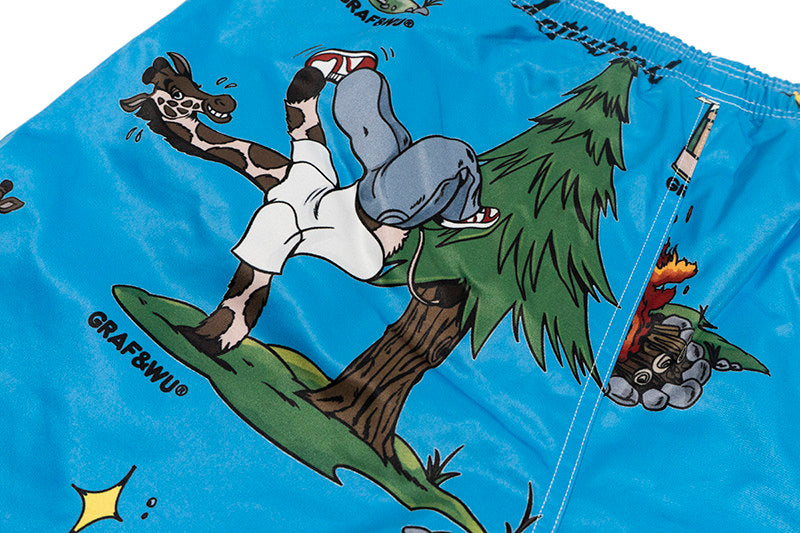 GRAF&WU Street Activity Style Giraffe Pattern Vacation Beach Shorts