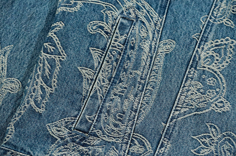 GRAF&WU Paisley Pattern Fashion Denim Jacket