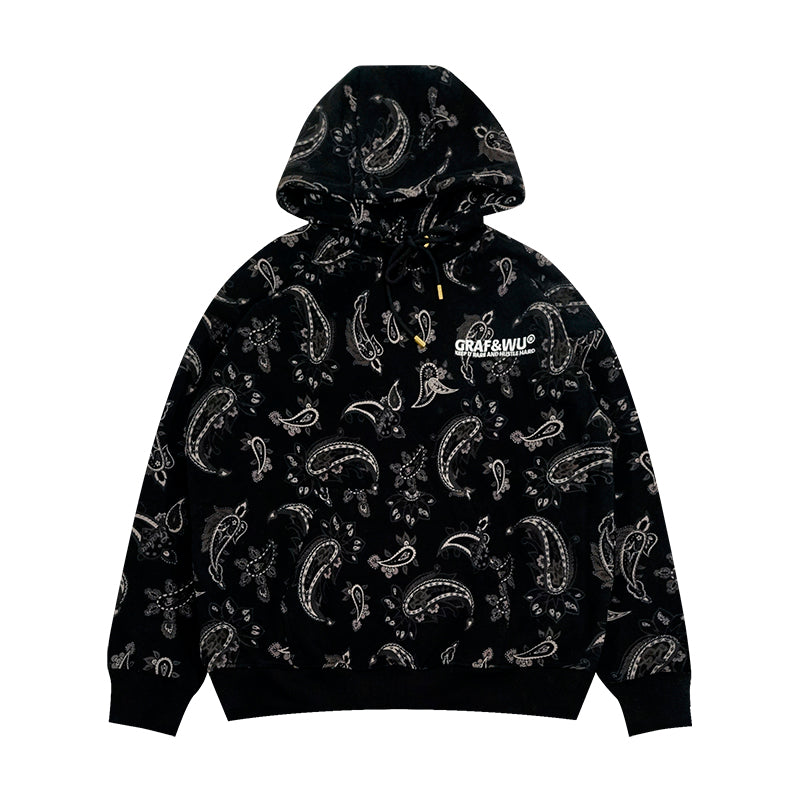GRAF&WU Paisley 2.0 Illustrated Art Printed Fleece Hoodie