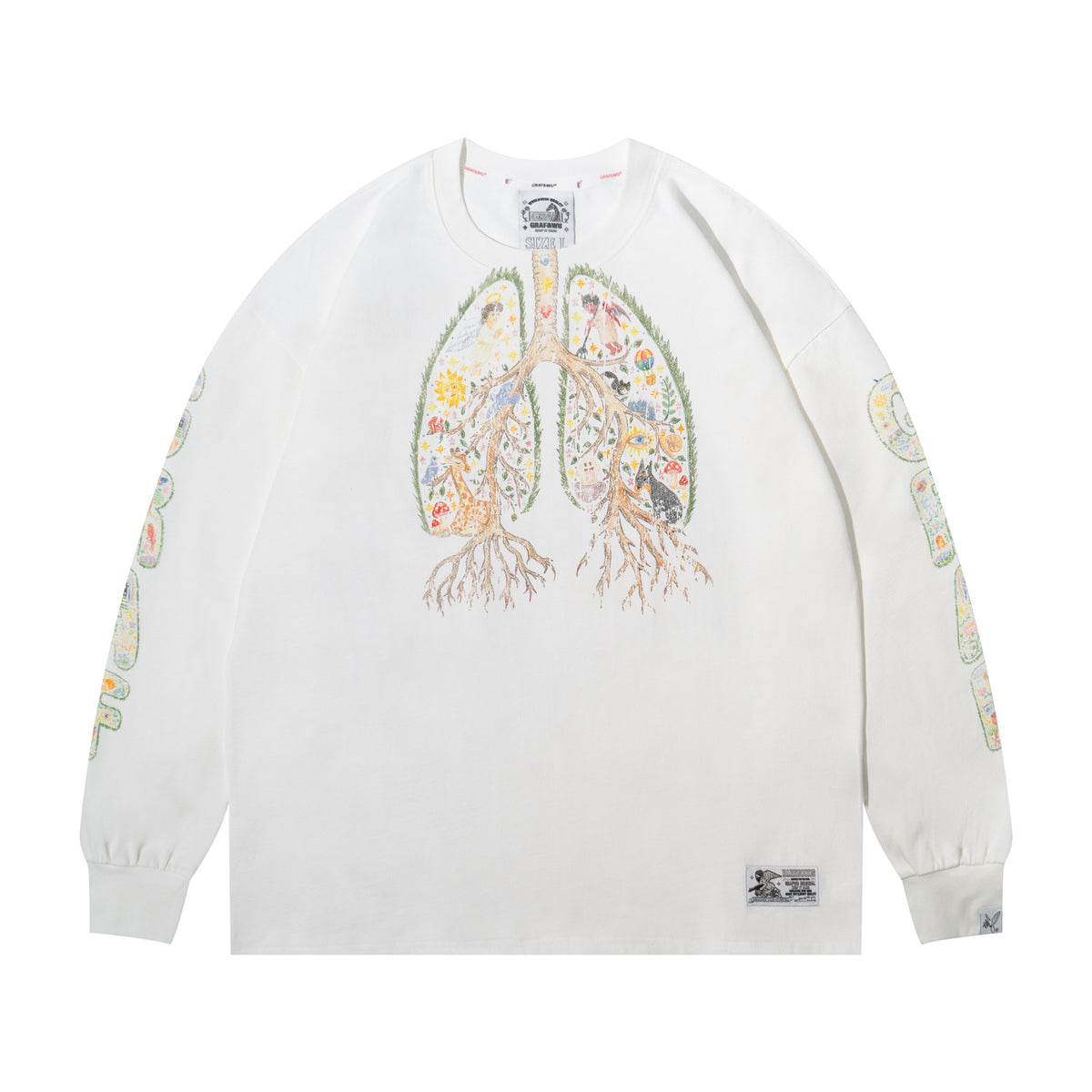 GRAF&WU Angel Devil Lung 2.0 Distressed Long Sleeve Tee