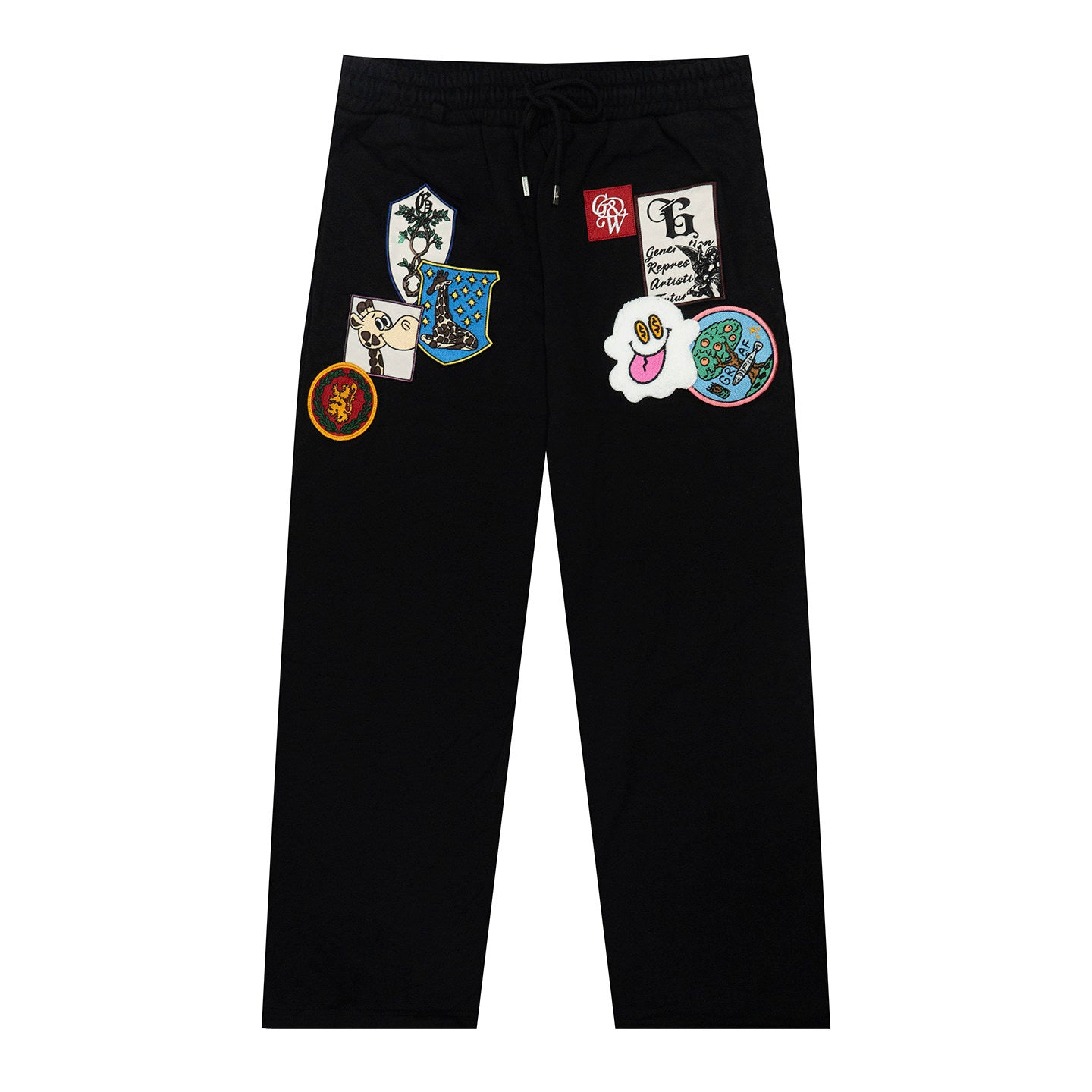 GRAF&WU Badge Character Design Graphic Vintage Washed Pants