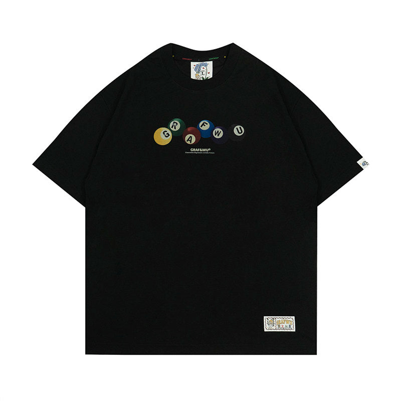 GRAF&WU Colorful Billiards Element Printed Streetwear T-shirt