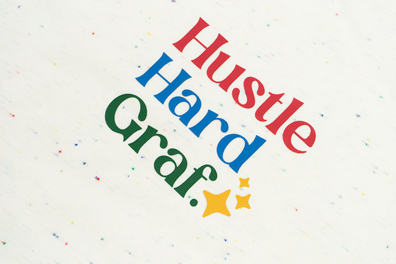 GRAF&WU【Colorful Dots】T-shirts Hustle Hard Graf Short-sleeved Street Fighting Printed Short sleeves Men women casual T-shirt