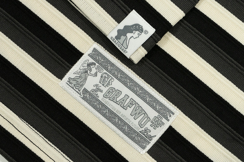 GRAF&WU Embroidered 3D Textured Stripes T-shirts