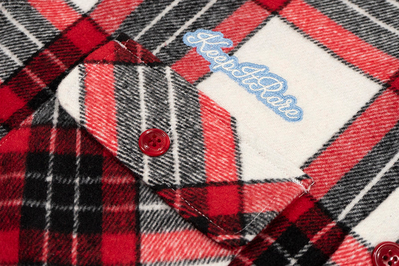 GRAF&WU Spliced Grid Ddesign Flannel Fashion Shirt