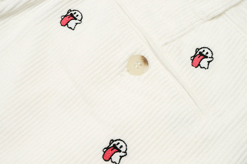 GRAF&WU Mini OG Cute Ghost Embroidered Corduroy Workwear Pants - Premium Streetwear