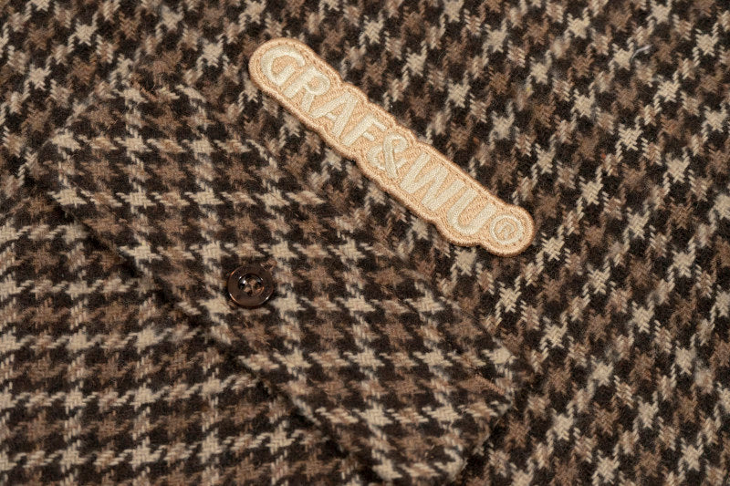 GRAF&WU Embroidered Off-road Vehicle Houndstooth Wool Shirt Coat