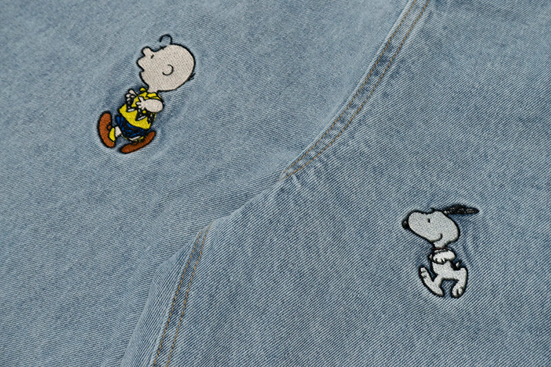GRAF X Peanuts【Snoopy Collaboration】Jeans Charlie Brown Lucy Embroidered Pants Baggy Fit Denim Trousers Men Women Classic Straight-Leg Denim
