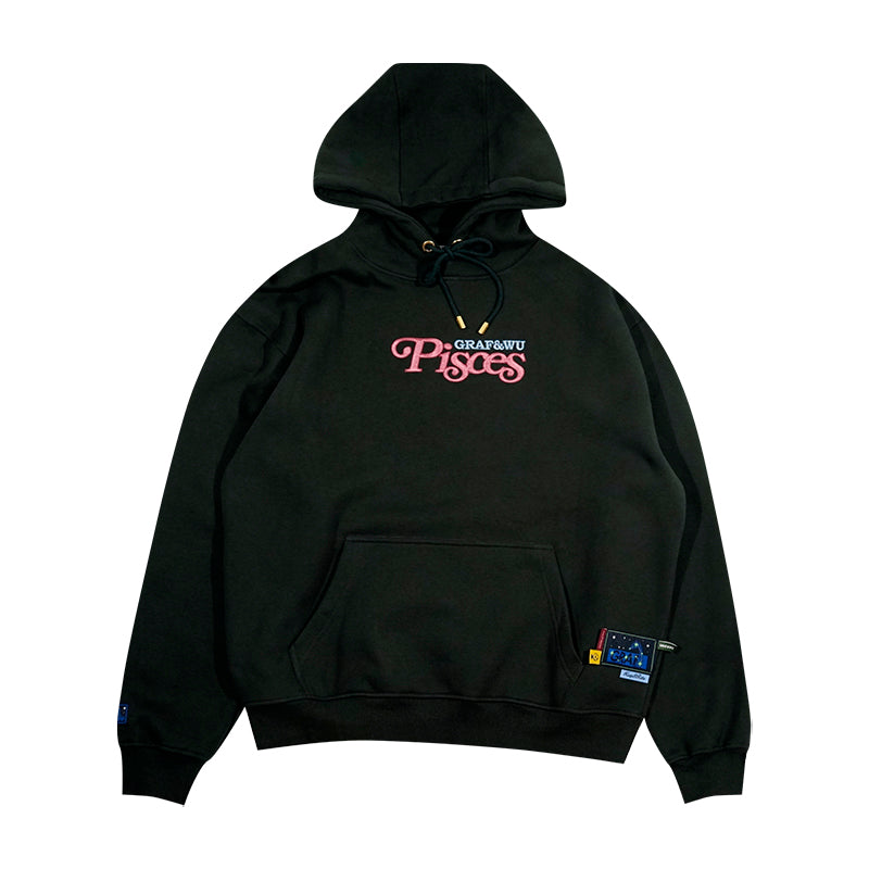 GRAF&WU 12 Constellation Rap Lyrics Embroidery Print Hoodie