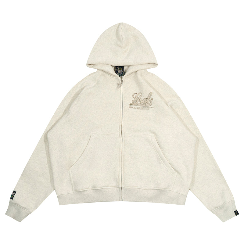 GRAF&WU Vintage Doberman Print Fleece Zip-Up Hoodie