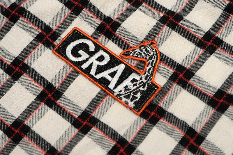 GRAF&WU Brand Giraffe Embroidery Plaid Loose Thin Shirt