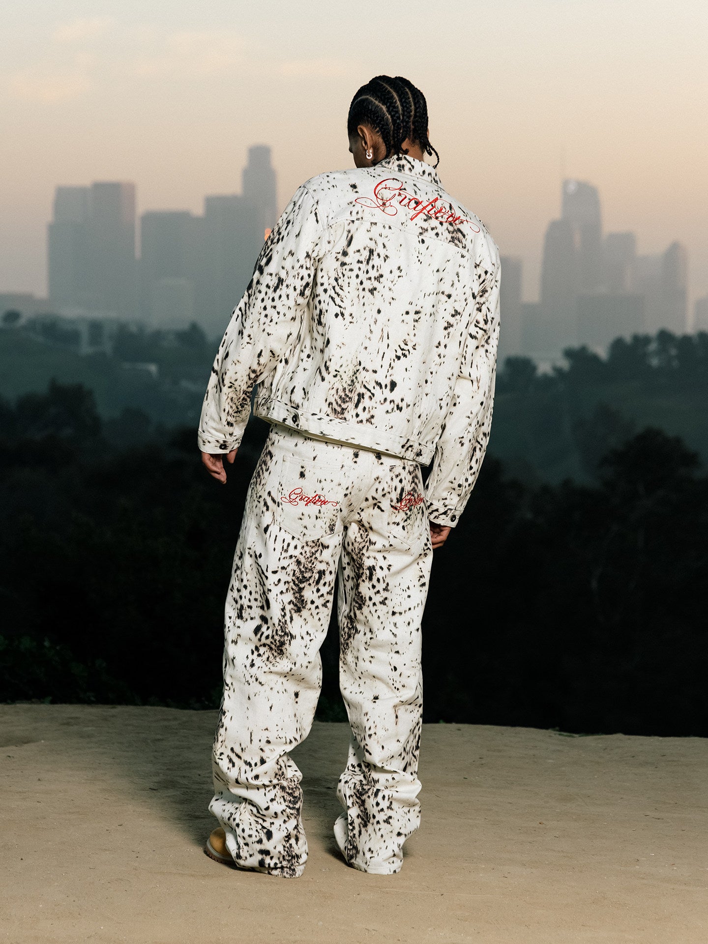 GRAF&WU Snow Leopard Print Fashion Jacket