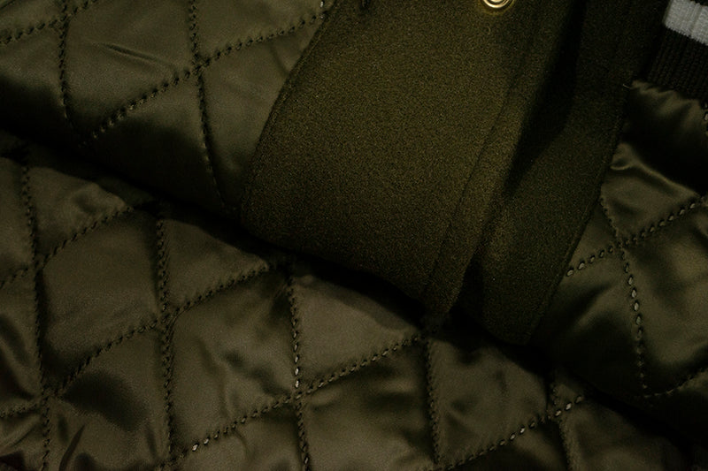 GRAF&WU Soldier Deer Woolen Leather-sleeved Baseball Jacket