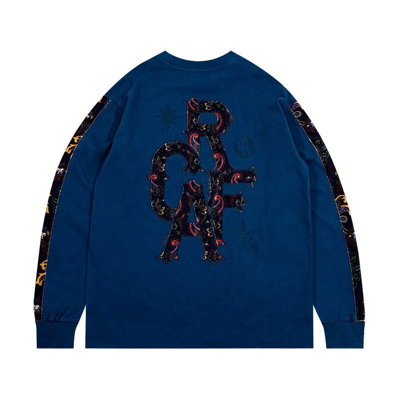 GRAF&WU Paisley Velvet Patchwork Pattern Long-Sleeve Shirt
