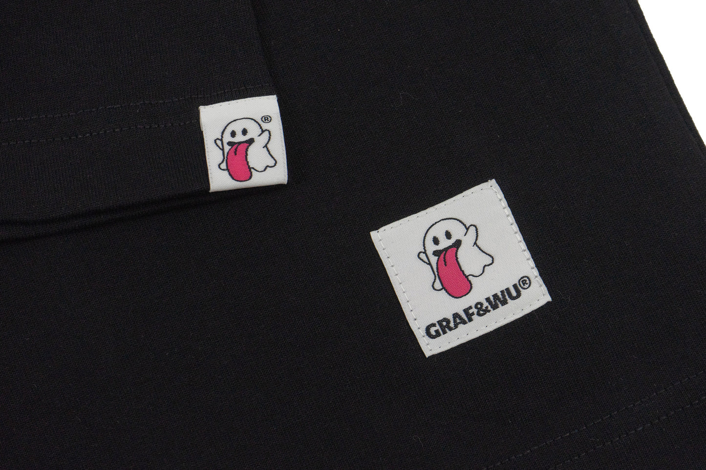 GRAF&WU Plush Cute Ghost Character Pattern Pocket T-shirt